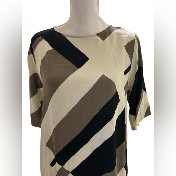 Anthropologie Bel Kazan black & tan color block shift mini Dress Size Medium - Picture 3 of 8